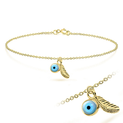 Feather with Eye Shaped Anklet ANK-208n-GP